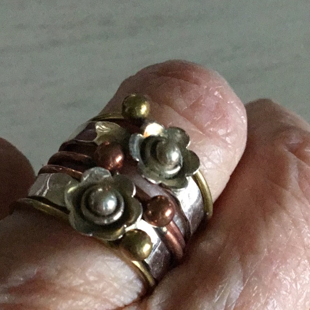 Martha Jackson Tri-Tone Floral Stacked Ring